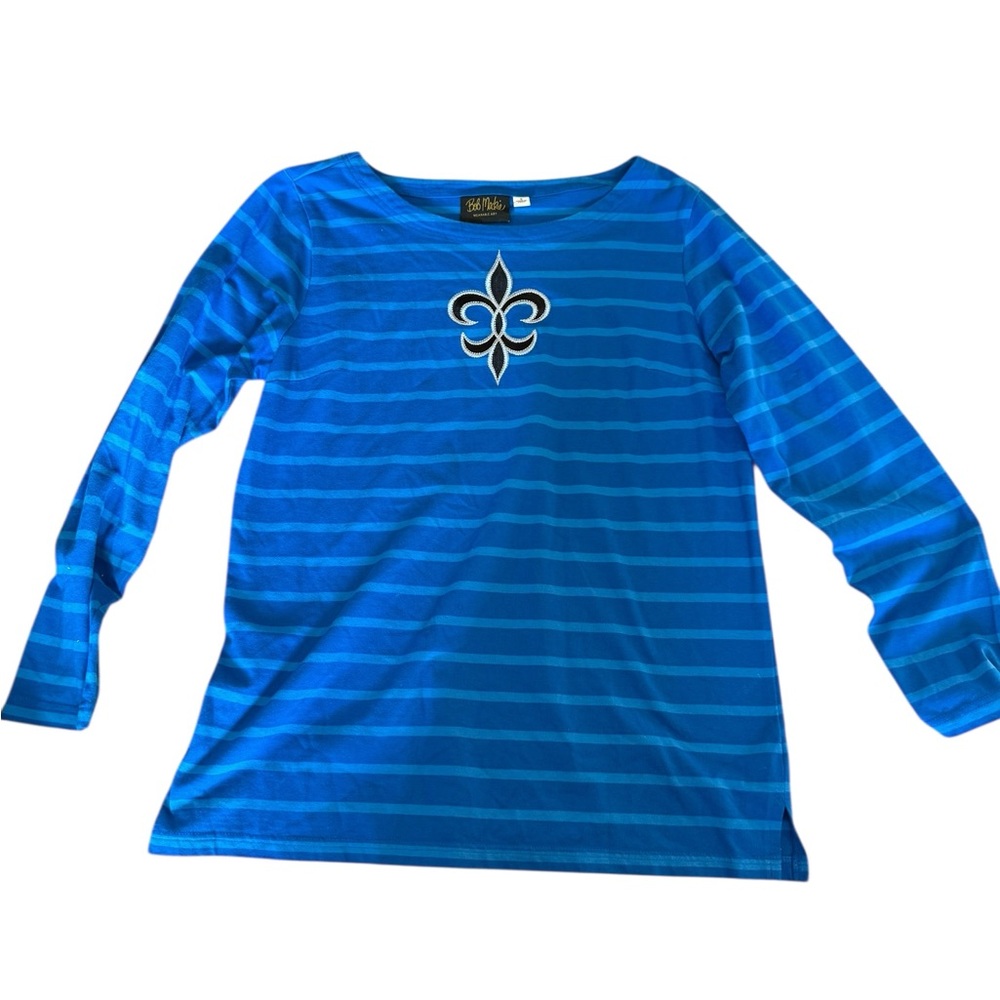 Bob Mackie Blue Striped Long Sleeve Tee